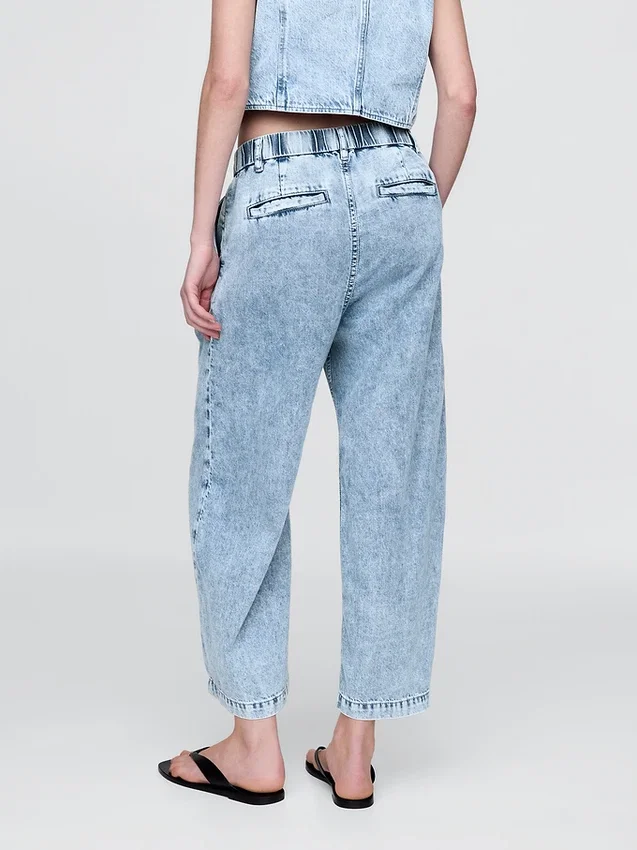365 Högmidjade, ultramjuka denimbyxor med veck i ankellängd