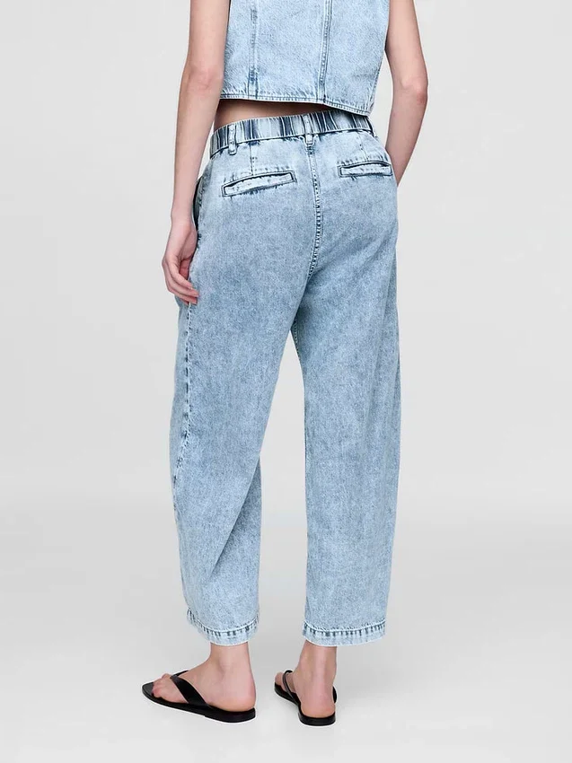 365 Högmidjade, ultramjuka denimbyxor med veck i ankellängd