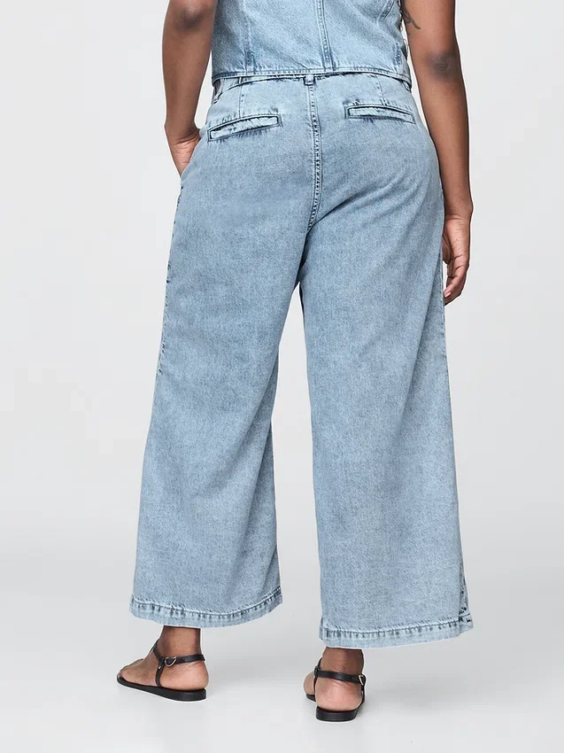 365 Högmidjade, ultramjuka denimbyxor med veck i ankellängd