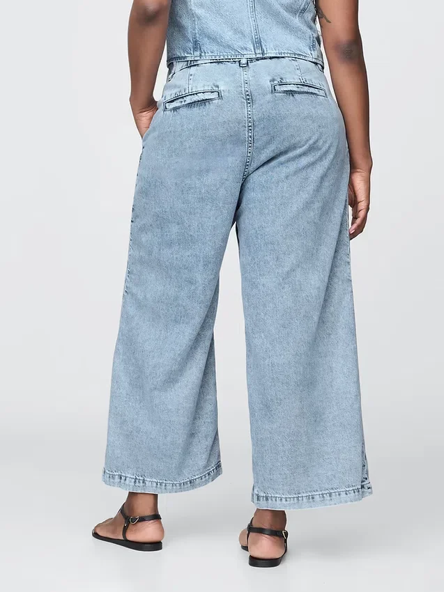 365 Högmidjade, ultramjuka denimbyxor med veck i ankellängd