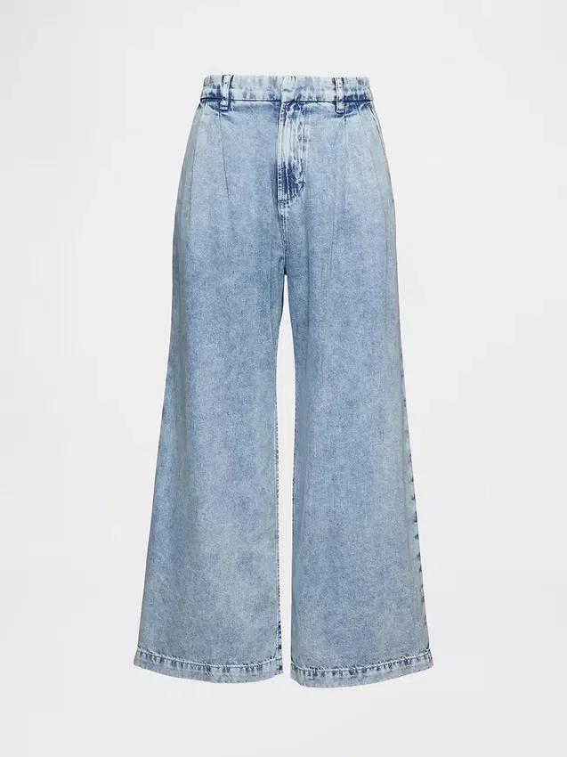 365 Högmidjade, ultramjuka denimbyxor med veck i ankellängd