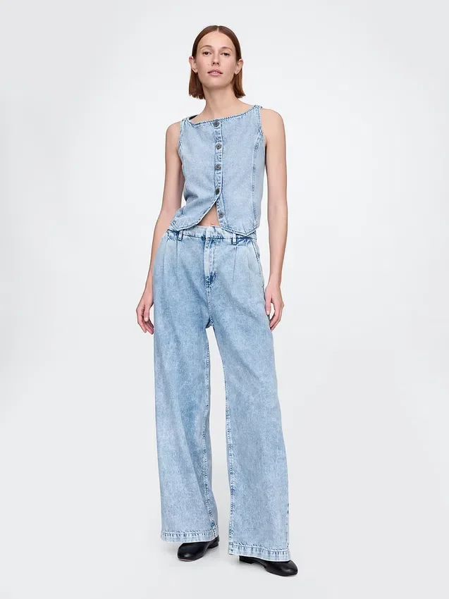 365 High Rise Ultrasoft plisserade jeansbyxor
