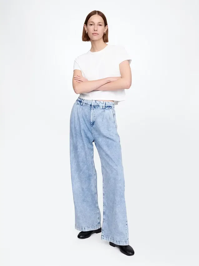 365 High Rise Ultrasoft plisserade jeansbyxor