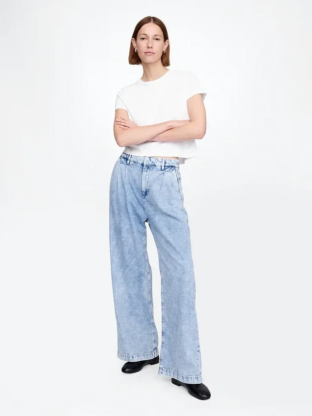 365 High Rise Ultrasoft plisserade jeansbyxor