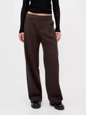 365 Lågmidjade byxor i borstad twill med veck