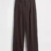 365 Lågmidjade byxor i borstad twill med veck