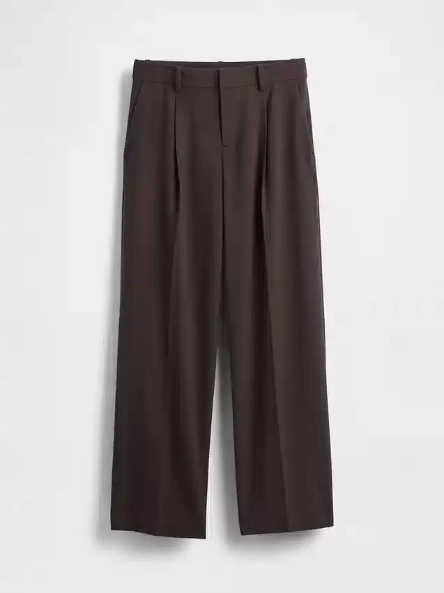 365 Lågmidjade byxor i borstad twill med veck