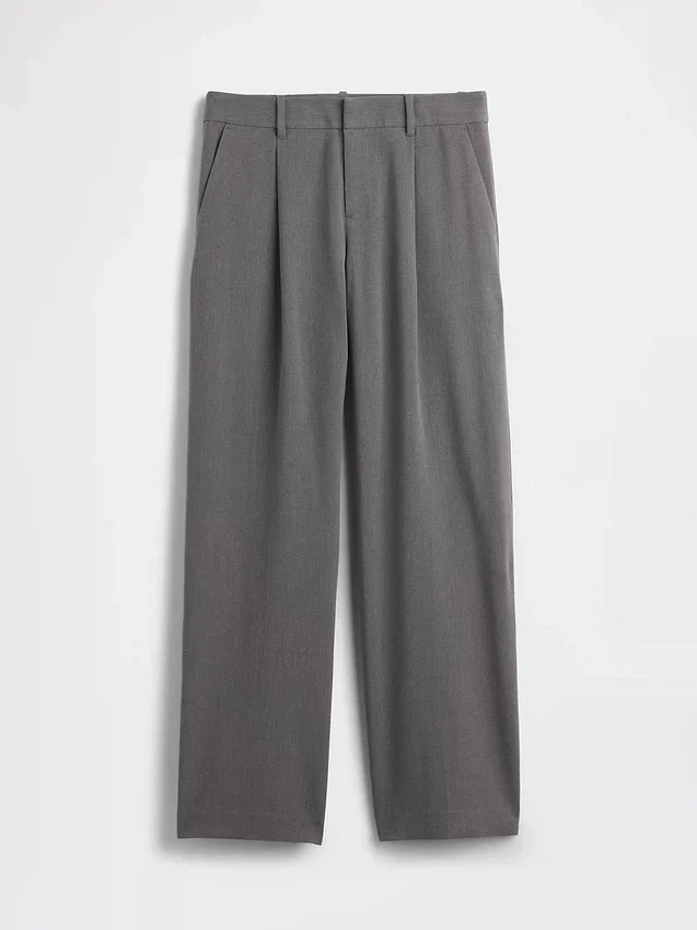 365 Lågmidjade byxor i borstad twill med veck