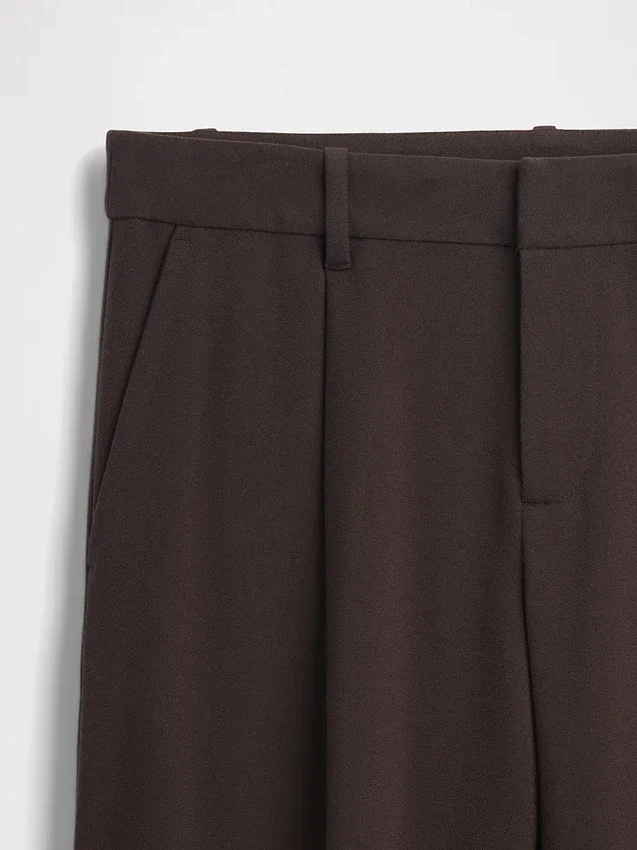 365 Lågmidjade byxor i borstad twill med veck
