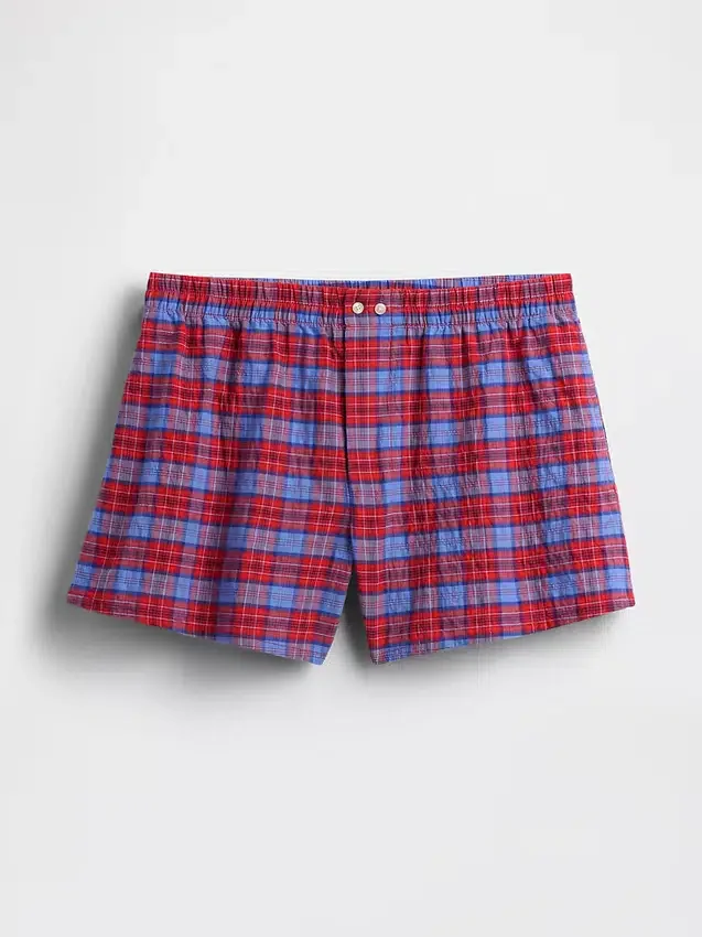 4" boxershorts i seersucker med rutmönster