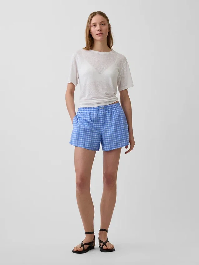 4" boxershorts i seersucker med rutmönster
