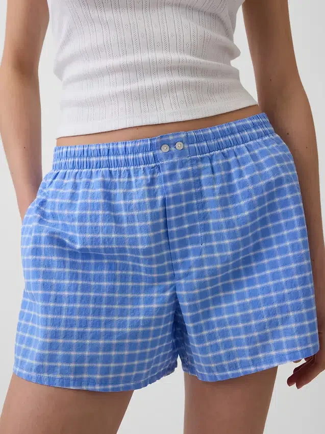 4" boxershorts i seersucker med rutmönster