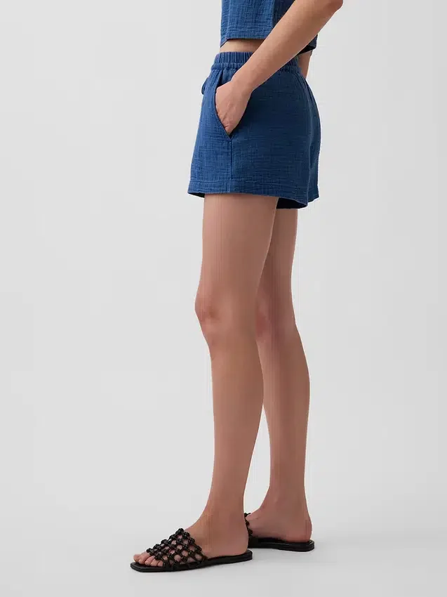 4" korta jeansshorts i bomullsgasväv