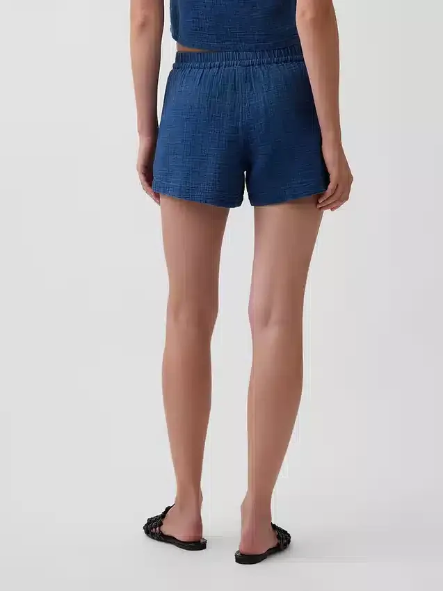 4" korta jeansshorts i bomullsgasväv