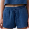 4" korta jeansshorts i bomullsgasväv