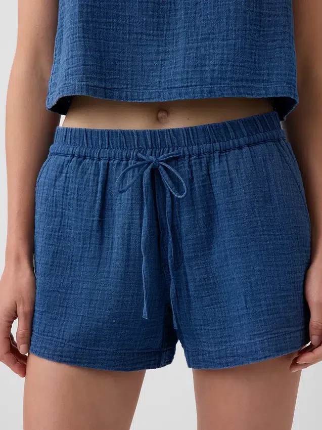 4" korta jeansshorts i bomullsgasväv