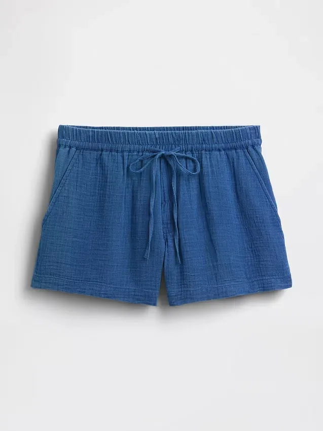 4" korta jeansshorts i bomullsgasväv