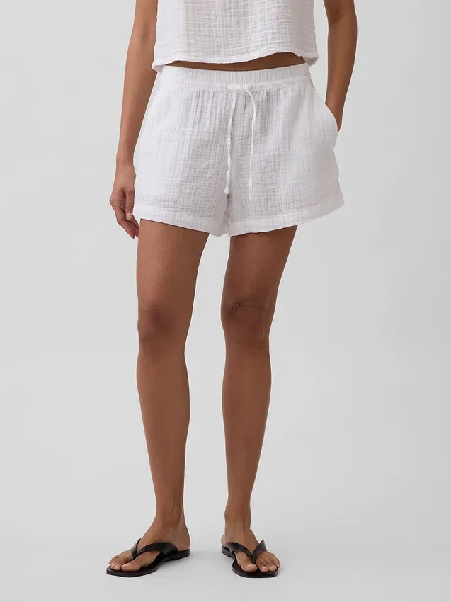4" midhöga, bekväma Shorts i bomullsgasväv