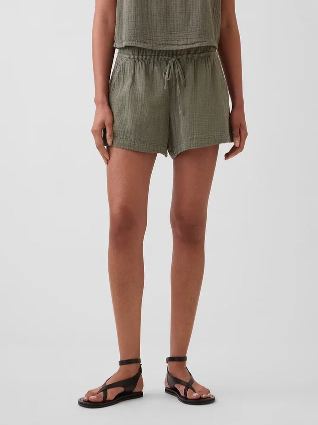 4" midhöga, bekväma Shorts i bomullsgasväv