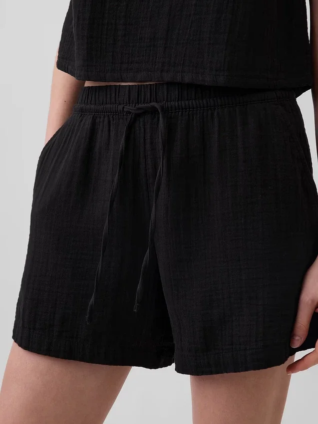 4" midhöga, bekväma Shorts i bomullsgasväv
