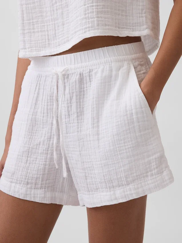 4" midhöga, bekväma Shorts i bomullsgasväv