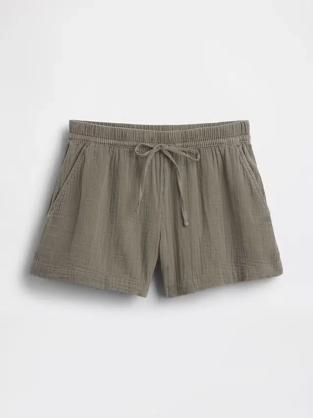 4" midhöga, bekväma Shorts i bomullsgasväv