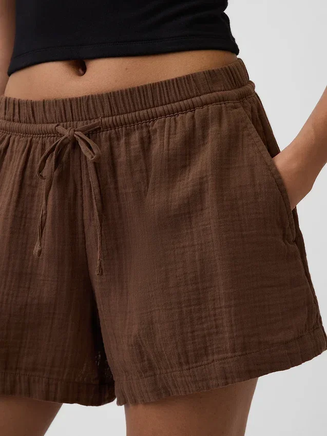 4" midhöga, bekväma Shorts i bomullsgasväv