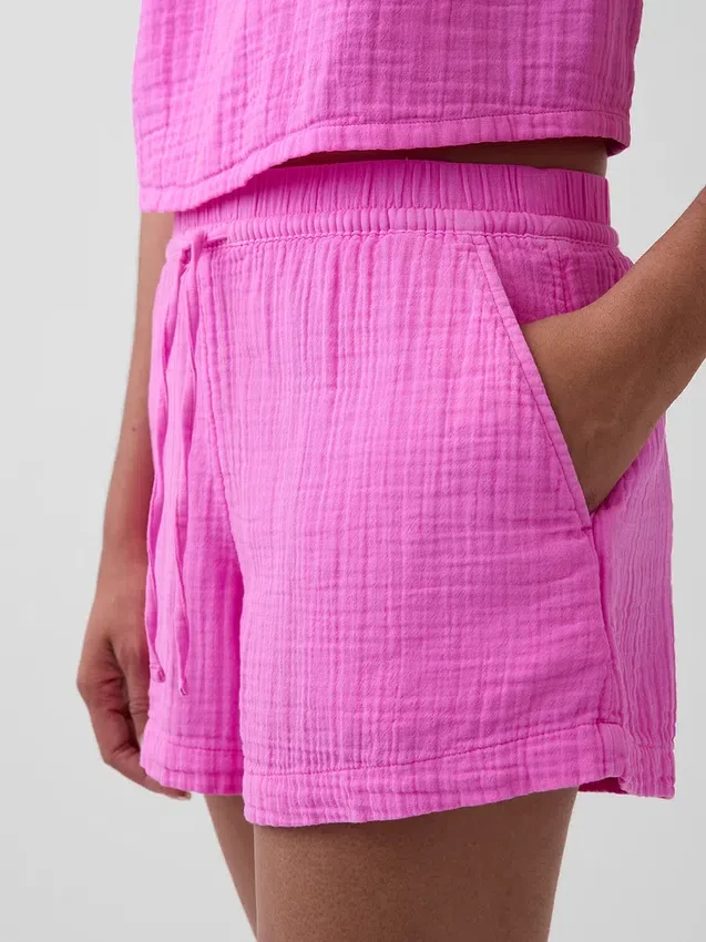 4" midhöga, bekväma Shorts i bomullsgasväv