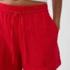 4" midhöga, bekväma Shorts i bomullsgasväv
