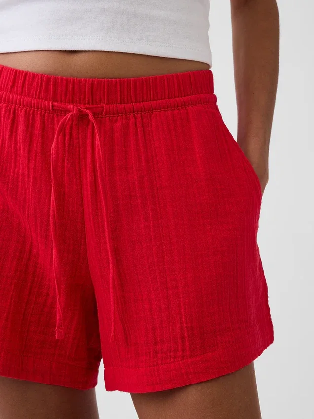 4" midhöga, bekväma Shorts i bomullsgasväv