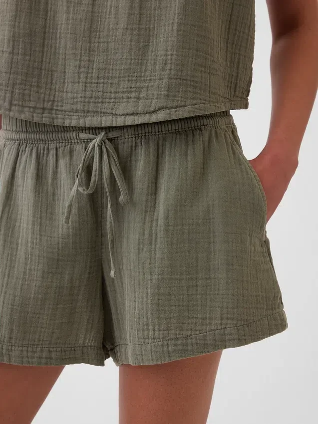 4" midhöga, bekväma Shorts i bomullsgasväv