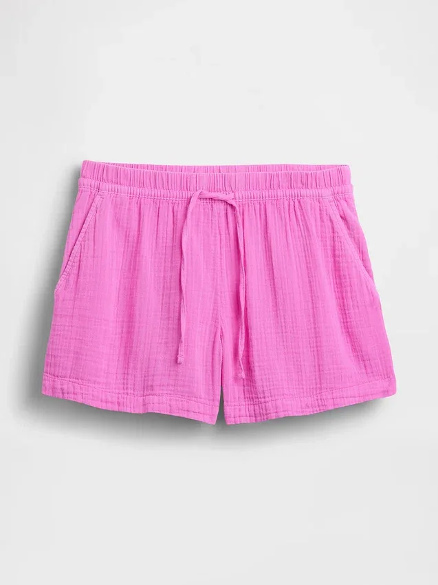 4" midhöga, bekväma Shorts i bomullsgasväv