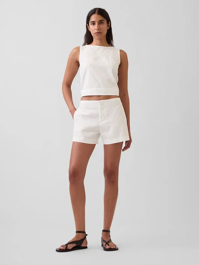 4" Shorts i linneblandning med medelhög midja
