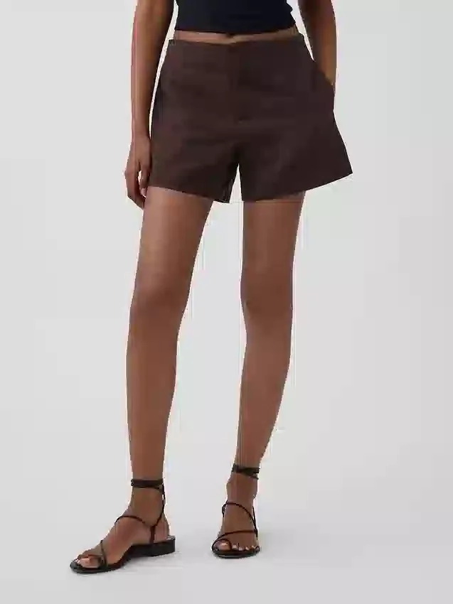 4" Shorts i linneblandning med medelhög midja