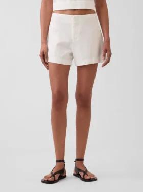 4″ Shorts i linneblandning med medelhög midja