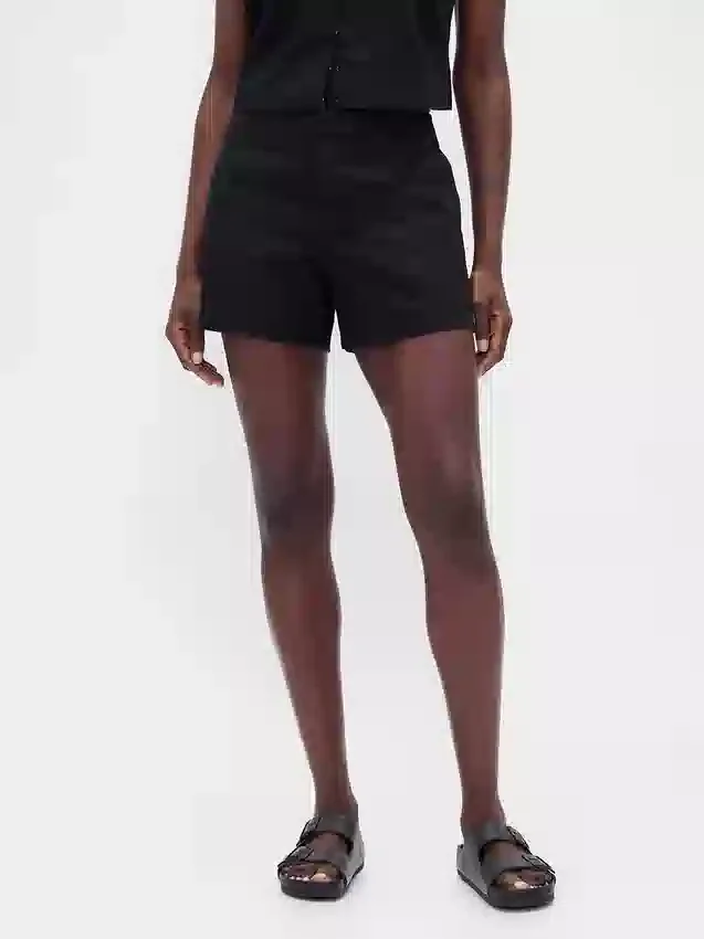 4" Shorts i linneblandning med medelhög midja