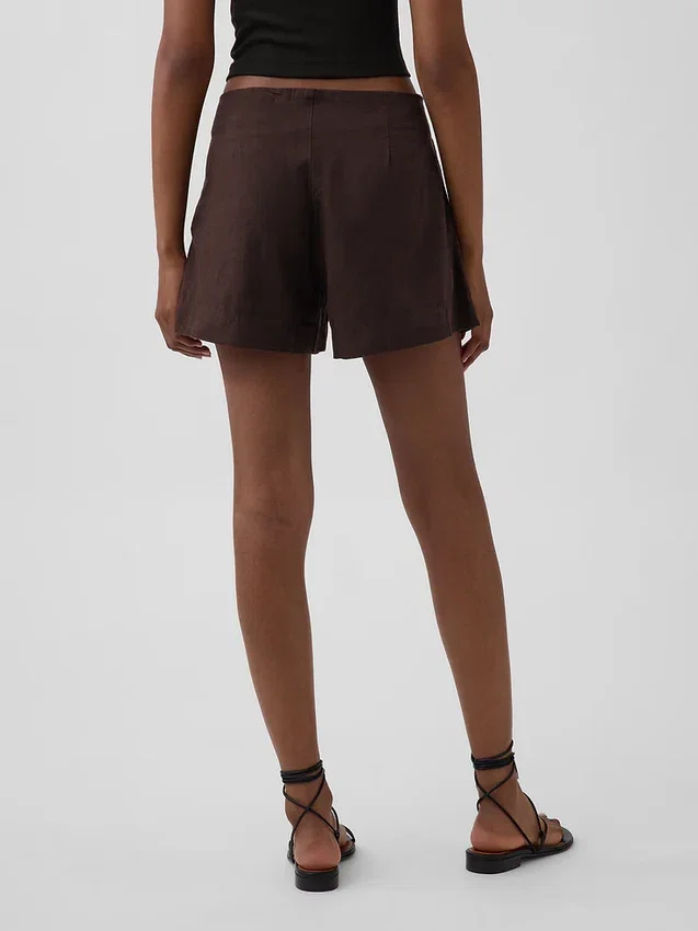 4" Shorts i linneblandning med medelhög midja