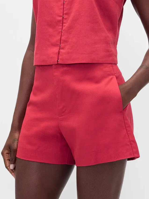 4" Shorts i linneblandning med medelhög midja