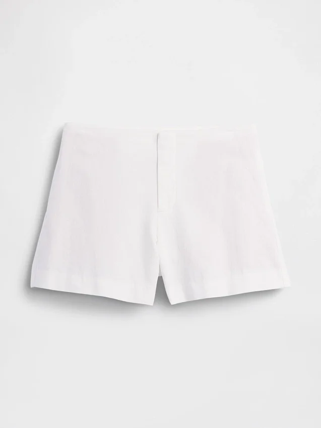4" Shorts i linneblandning med medelhög midja