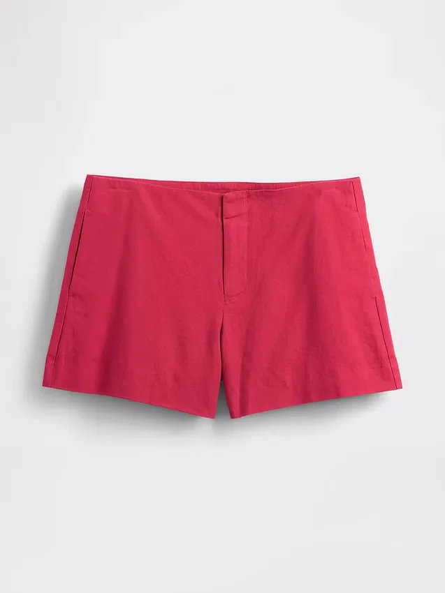 4" Shorts i linneblandning med medelhög midja