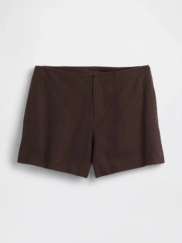 4" Shorts i linneblandning med medelhög midja