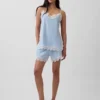 4" Shorts i linneblandning med spetskant och medelhög midja