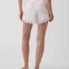 4" Shorts i linneblandning med spetskant och medelhög midja