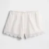 4" Shorts i linneblandning med spetskant och medelhög midja