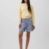 5" midhöga, tryckta, stickade denimshorts
