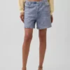 5" midhöga, tryckta, stickade denimshorts
