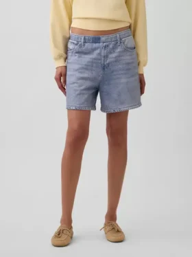 5″ midhöga, tryckta, stickade denimshorts