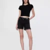 5" midjehöga girlfriend-shorts i denim