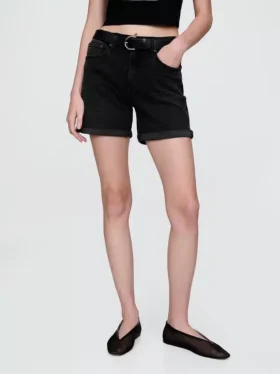 5″ midjehöga girlfriend-shorts i denim