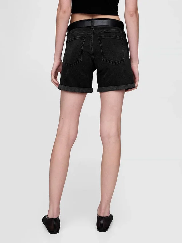 5" midjehöga girlfriend-shorts i denim
